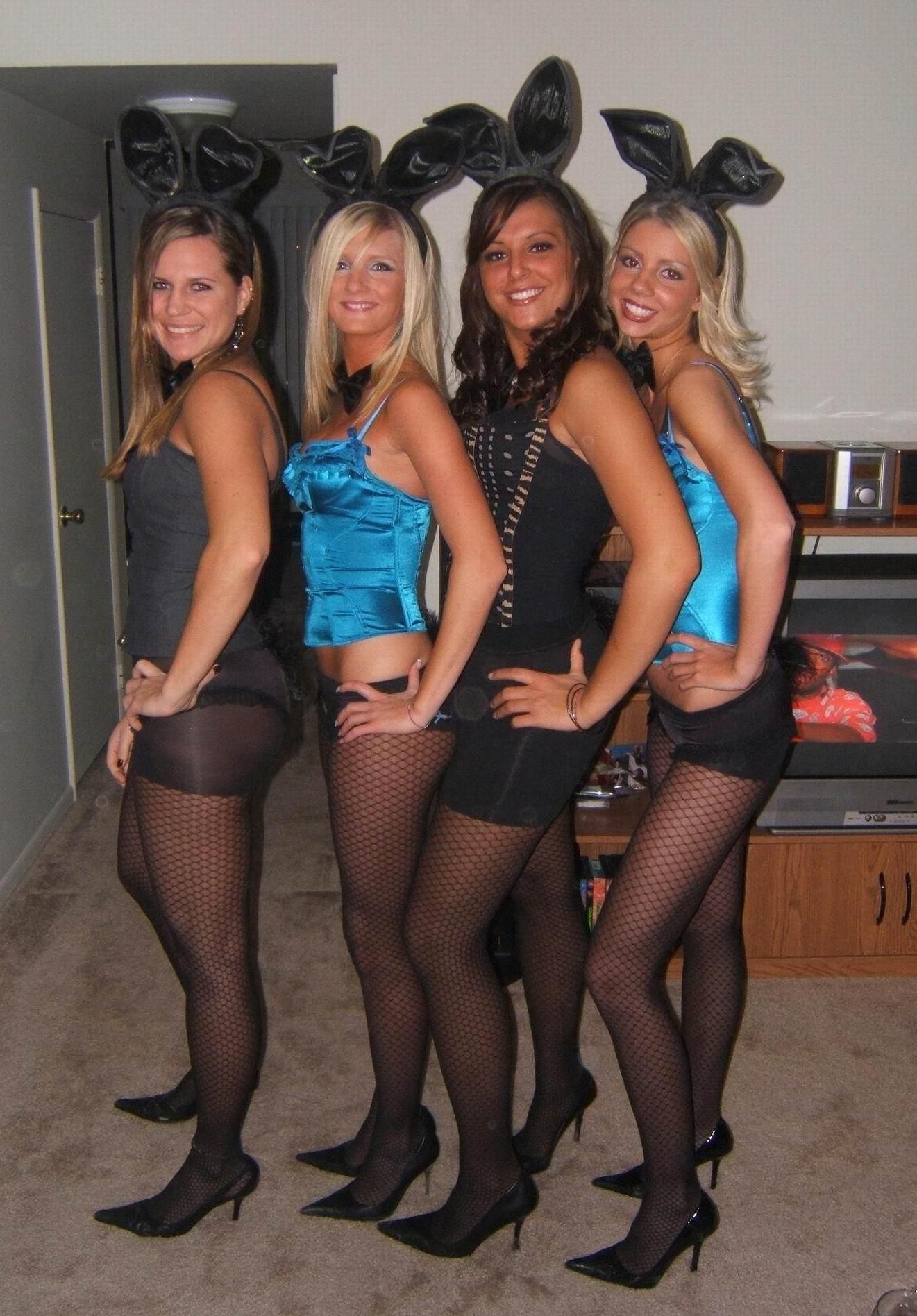 Playboy bunnies wear two pairs of pantyhose 