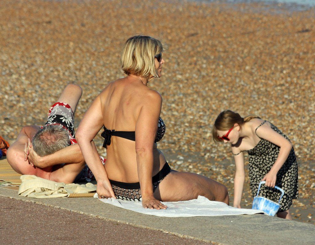 Busty mature women at beach