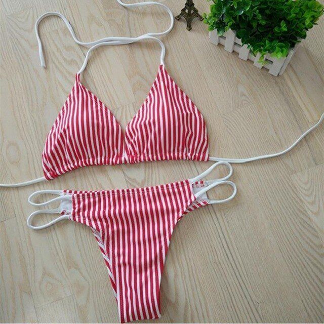 best of Thong Red bikini stripes