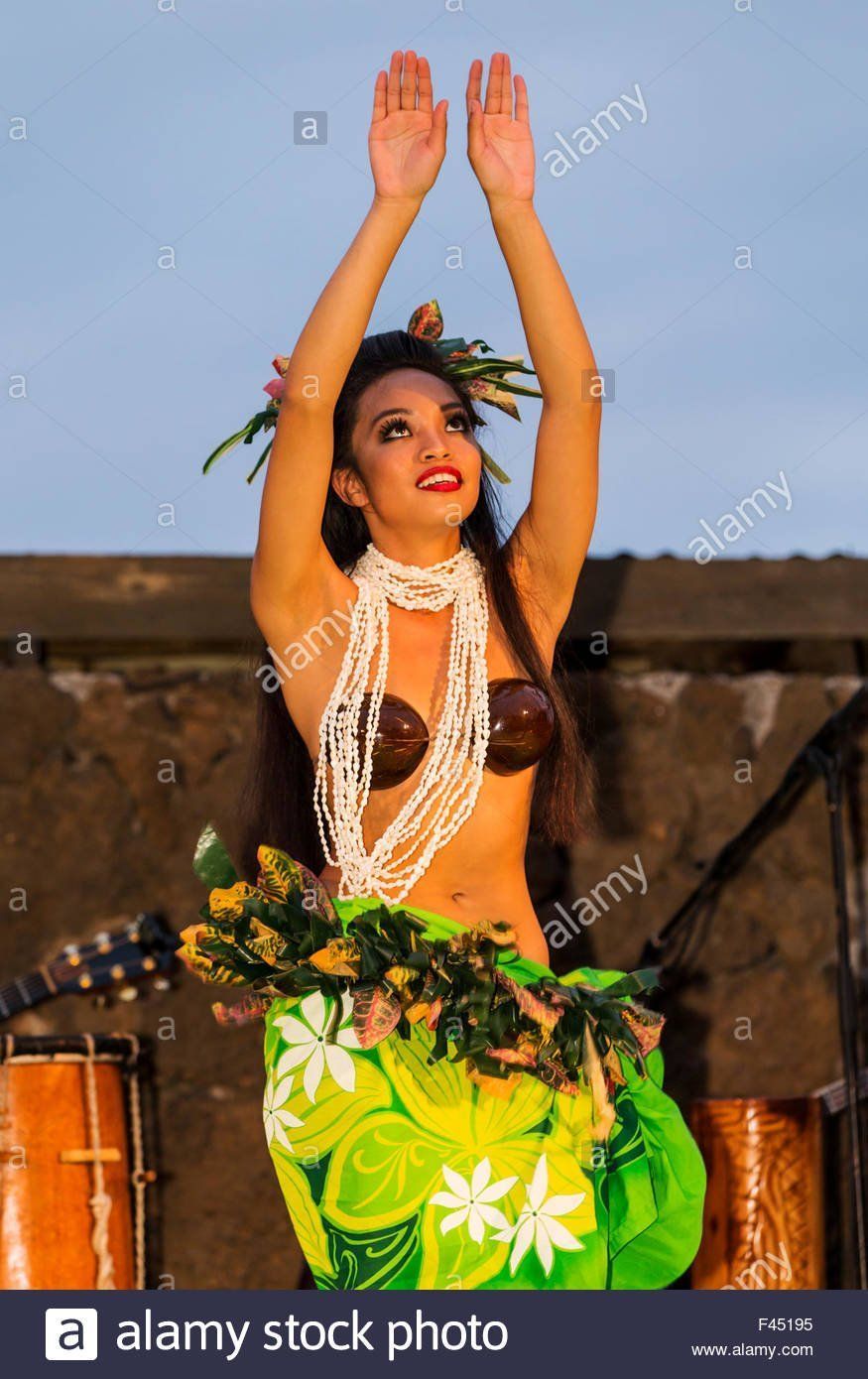 Beautiful woman in luau