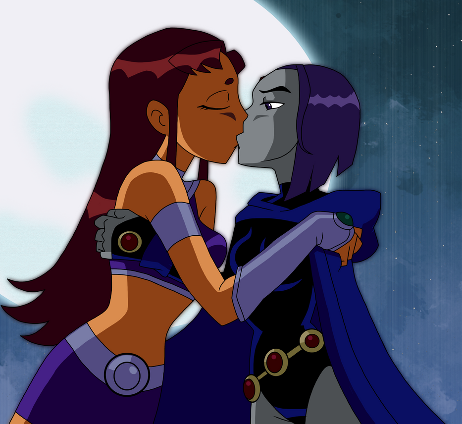 Raven And Starfire Kissing