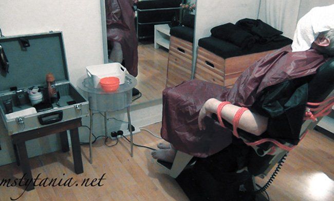 Hair stylist bdsm salon shave