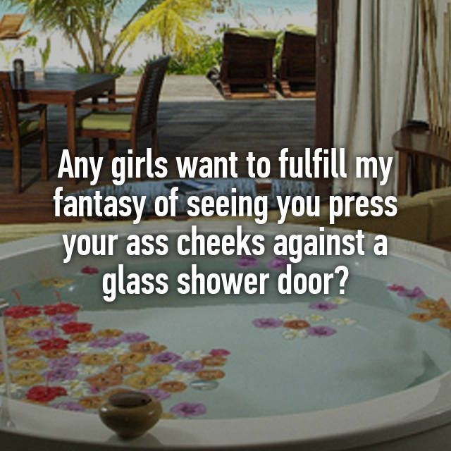 Ass against shower glass girl
