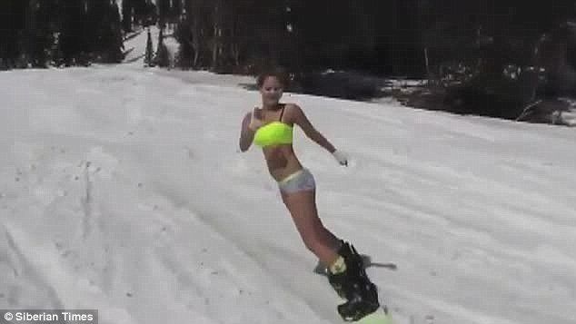Olympic snowboarder in bikini