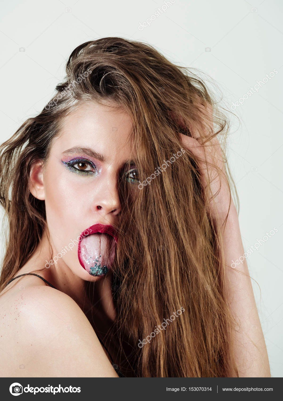 Sexy women model tounge