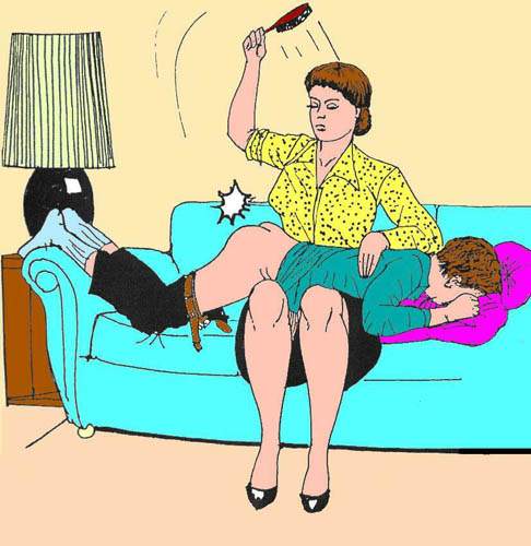 Hairbrush spankings across her knees spank story pic