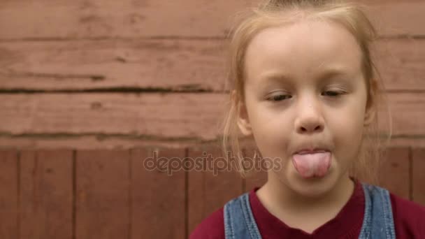 Little girl tongue close up