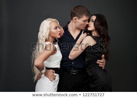 One boy with two sexy women
