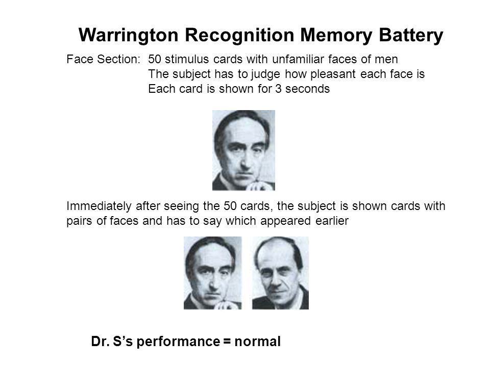 Warringtons facial recognition memory test